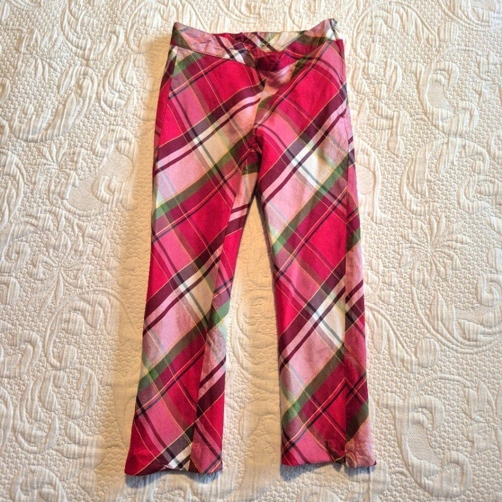 Janie and Jack girls size 5 plaid silk pants, side zipper VGUC